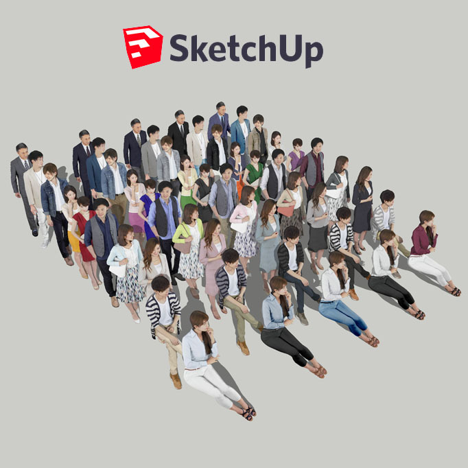 SketchUp素材 3D人物素材-ポーズド 10個セット 002_Posed-set - 画像1