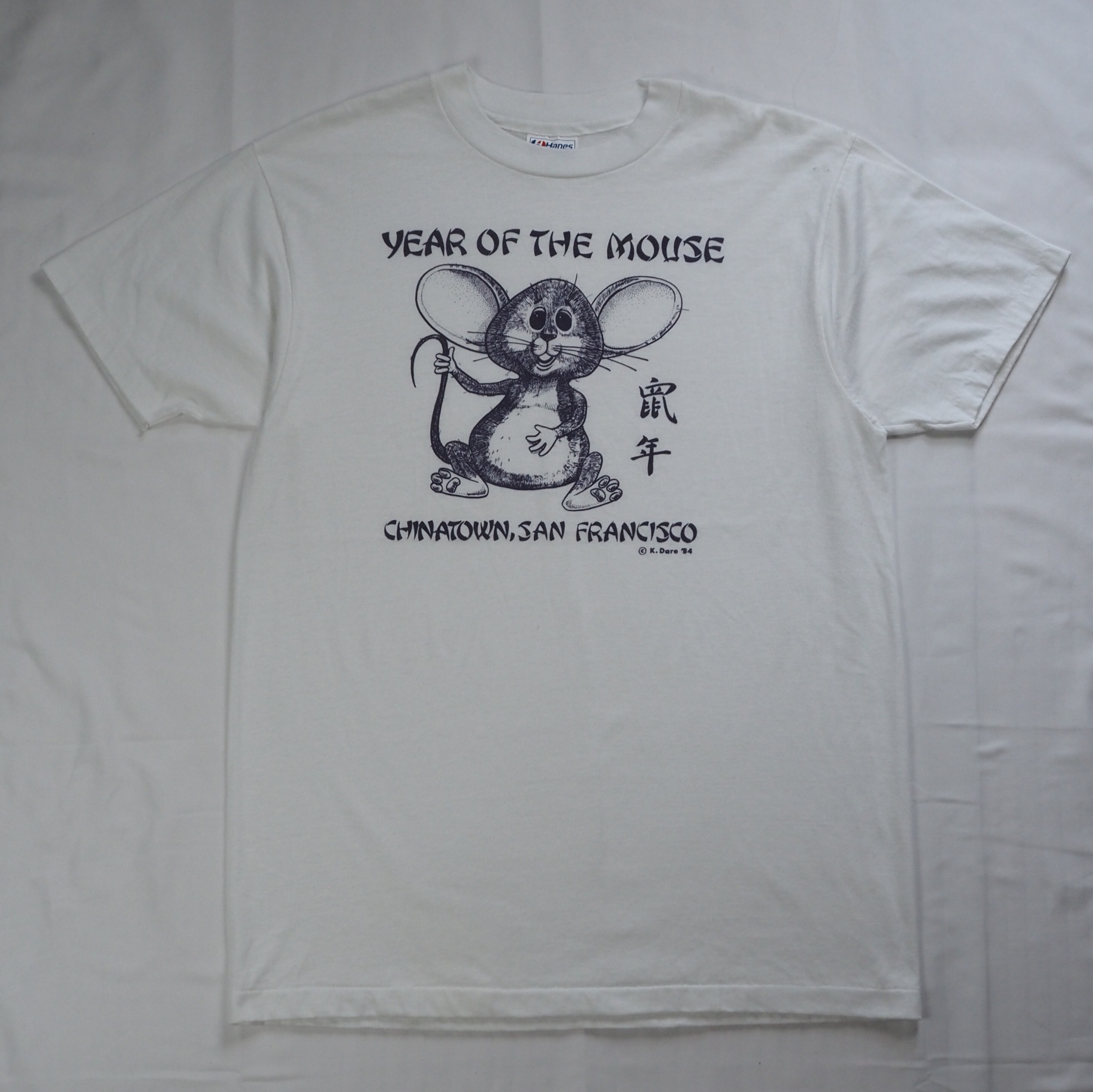 80's Hanes 鼠年Tシャツ Lサイズ ホワイト