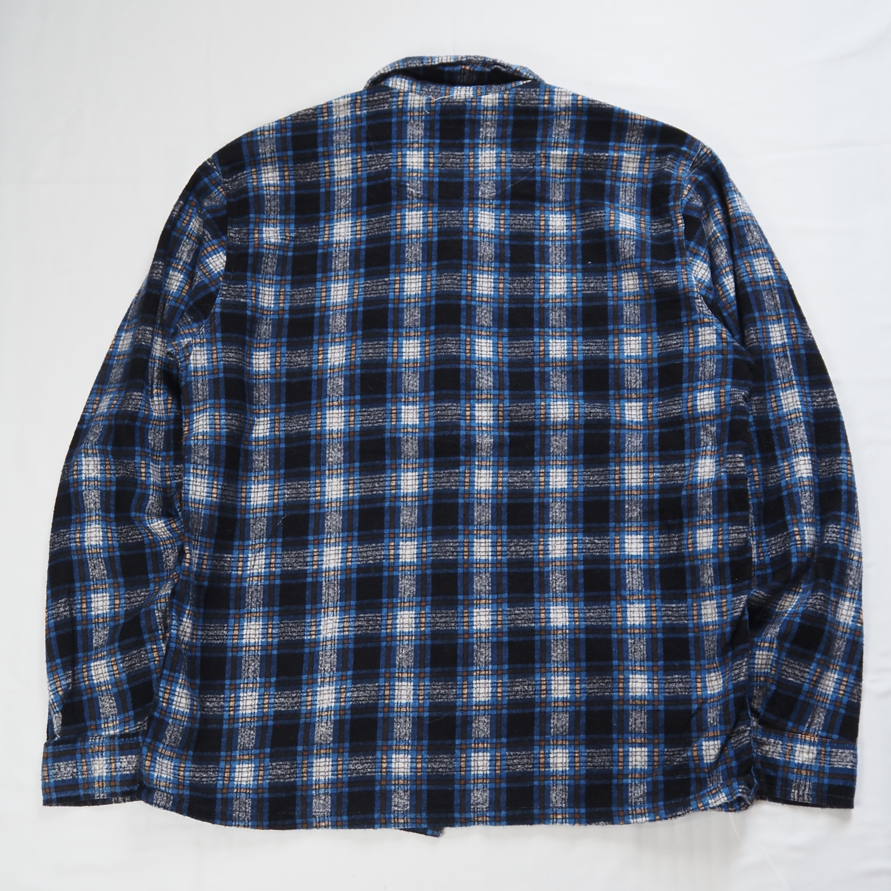 60’s Dan River Fabric プリントネル ブルー×ブラック  Mサイズ程度 の画像 10
