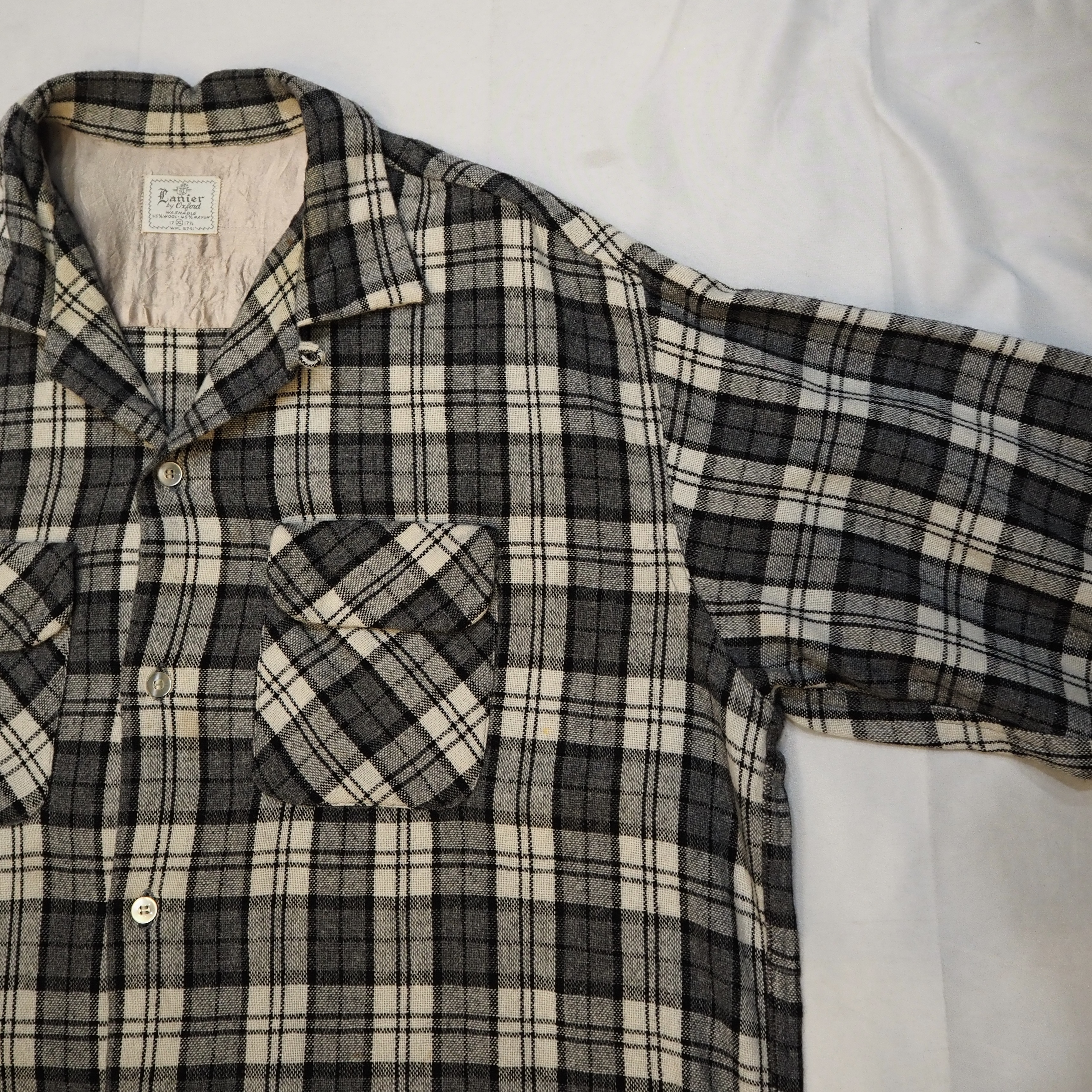 50’s ウールシャツ ブラック×ホワイト XL!!! の画像 3