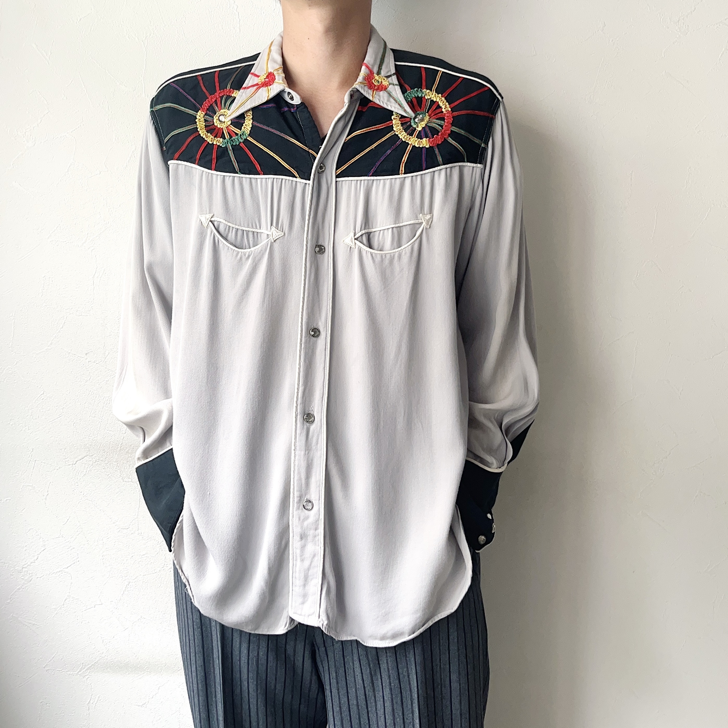 Vintage 40～50's【DIAMOND JIM】Rayon Gabardine Western Shirt の画像 3