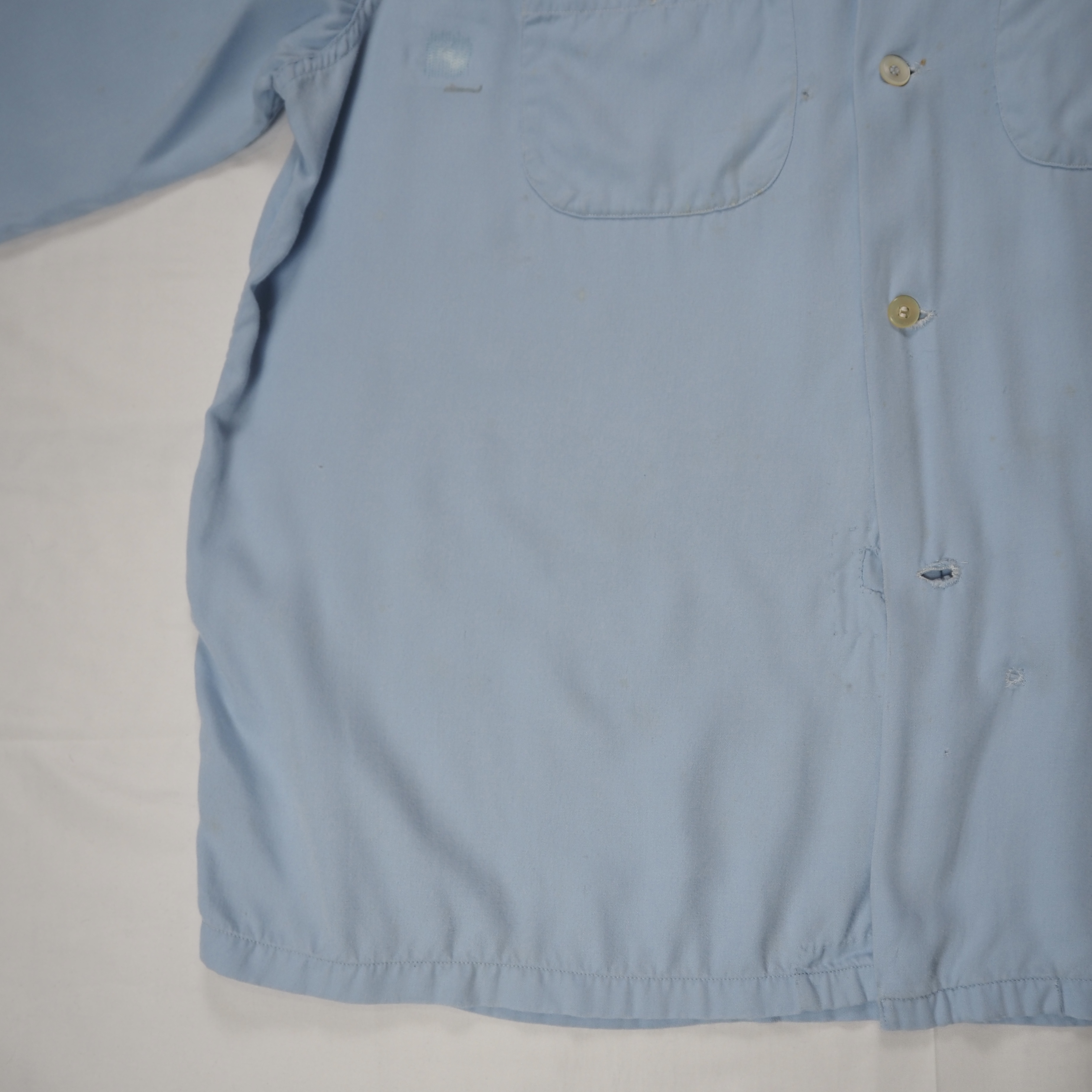 50’s-60’s Van Heusen レーヨンシャツ Lサイズ ライトブルー の画像 12