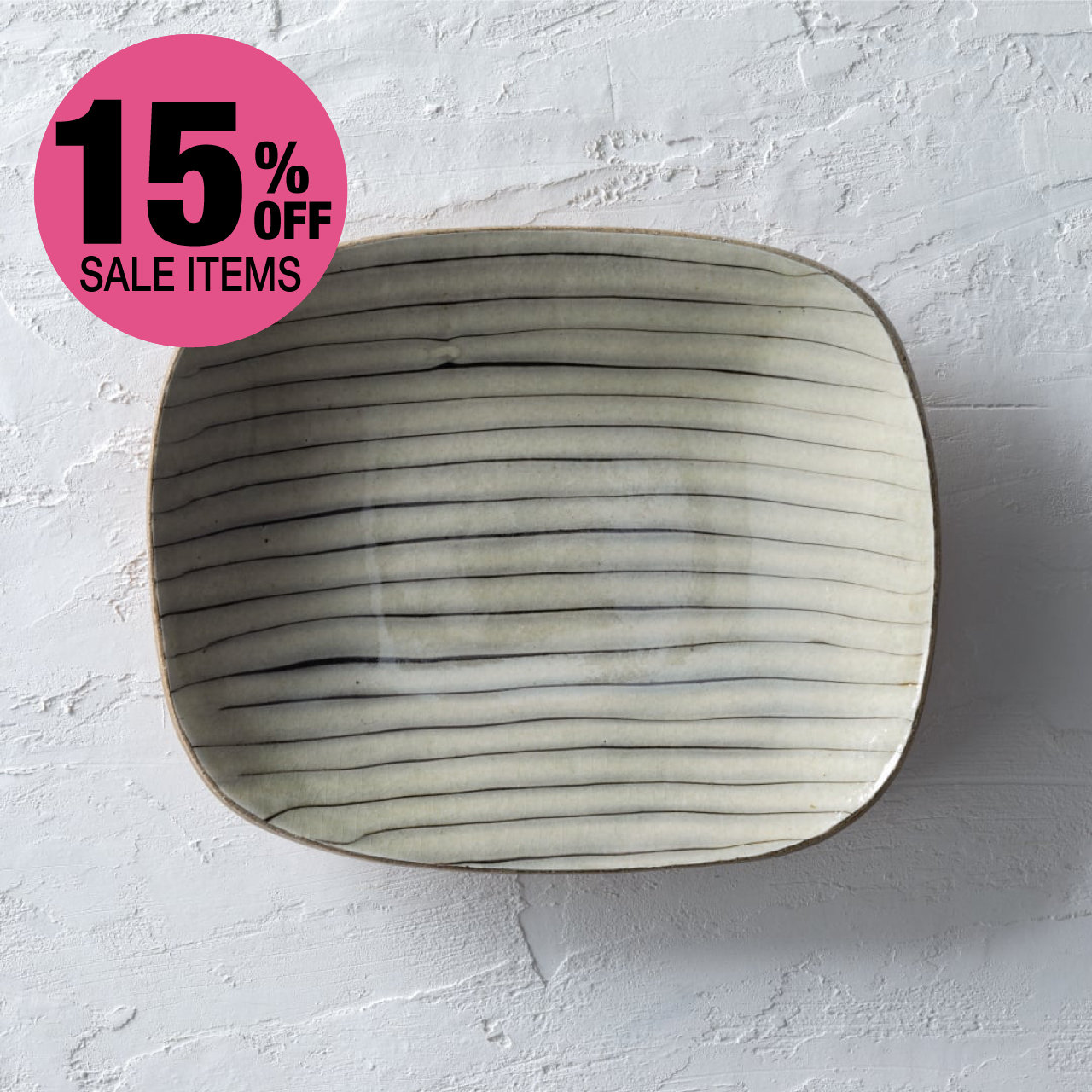 齊藤十郎／スリップウェア 27cm×22.5cm 角平皿 細ストライプサムネイル画像