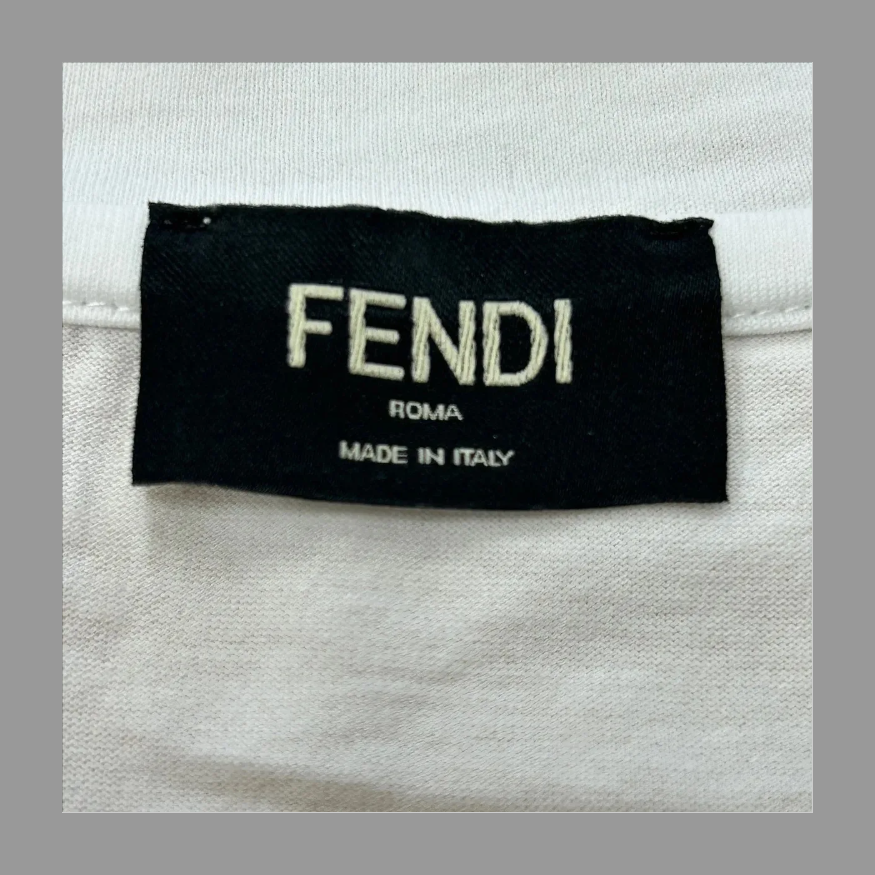 FENDI Men's Logo Print T-Shirt Size M Black Short Sleeve Designer Luxury Italy の画像 3