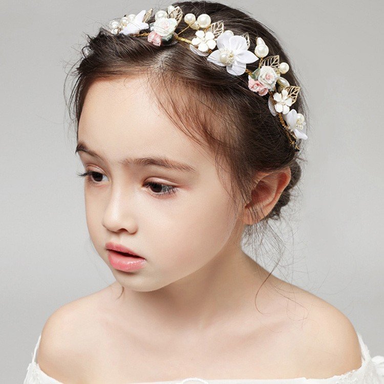 子どもカチューシャ フラワーティアラ 子供用 フォーマル 髪飾り ヘアアクセサリー キッズ 結婚式 ウェディング 発表会 入園式 卒園式 Dresszone