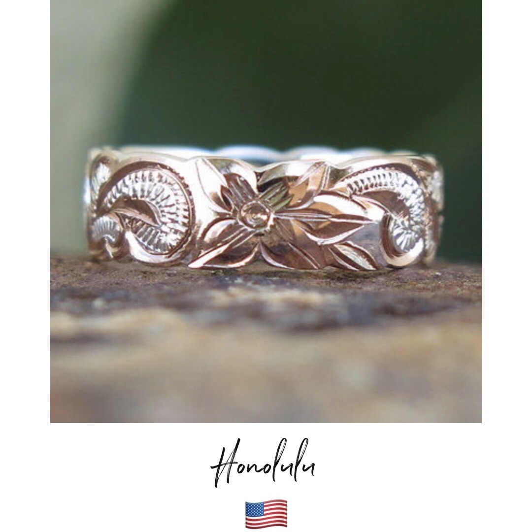 Made In ホノルル ハワイアンジュエリー ピンクゴールド リング Twin Color Ring Puamelia Nalu C Avenir