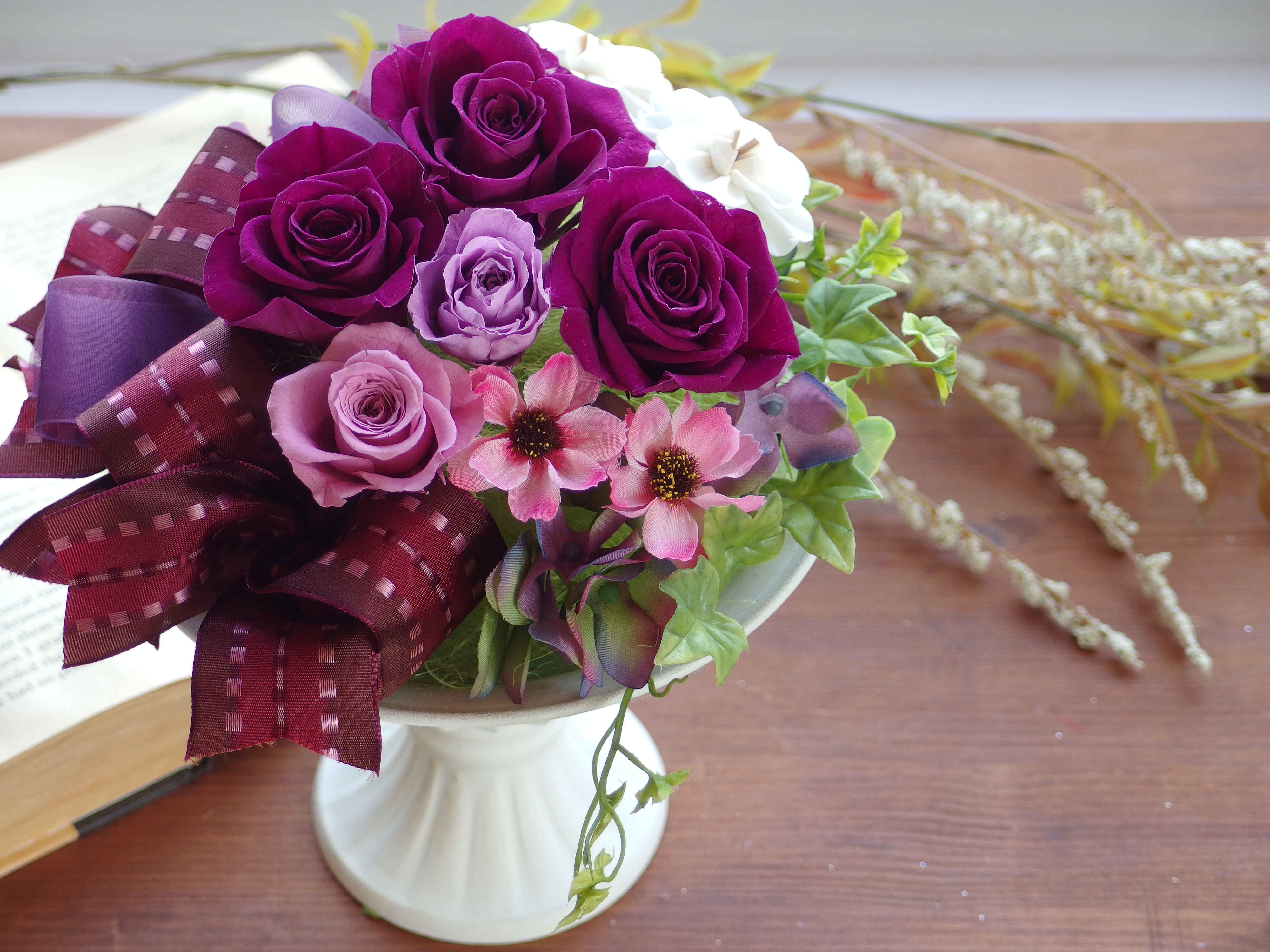 しっとり華やか 紫のバラのコンポートアレンジ Flower Shop花野果 かのか