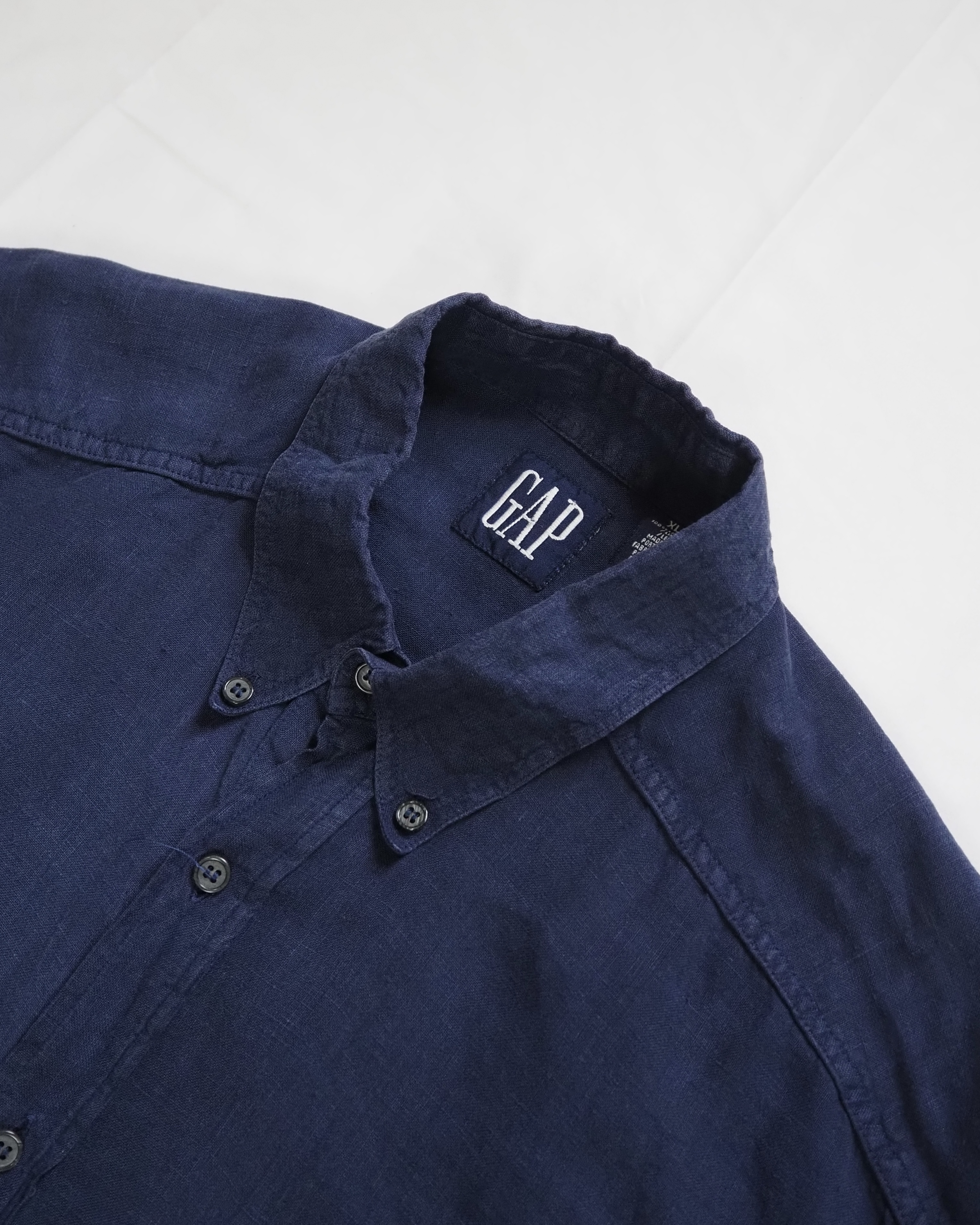 90’s OLD GAP リネンシャツ ネイビー XL の画像 6