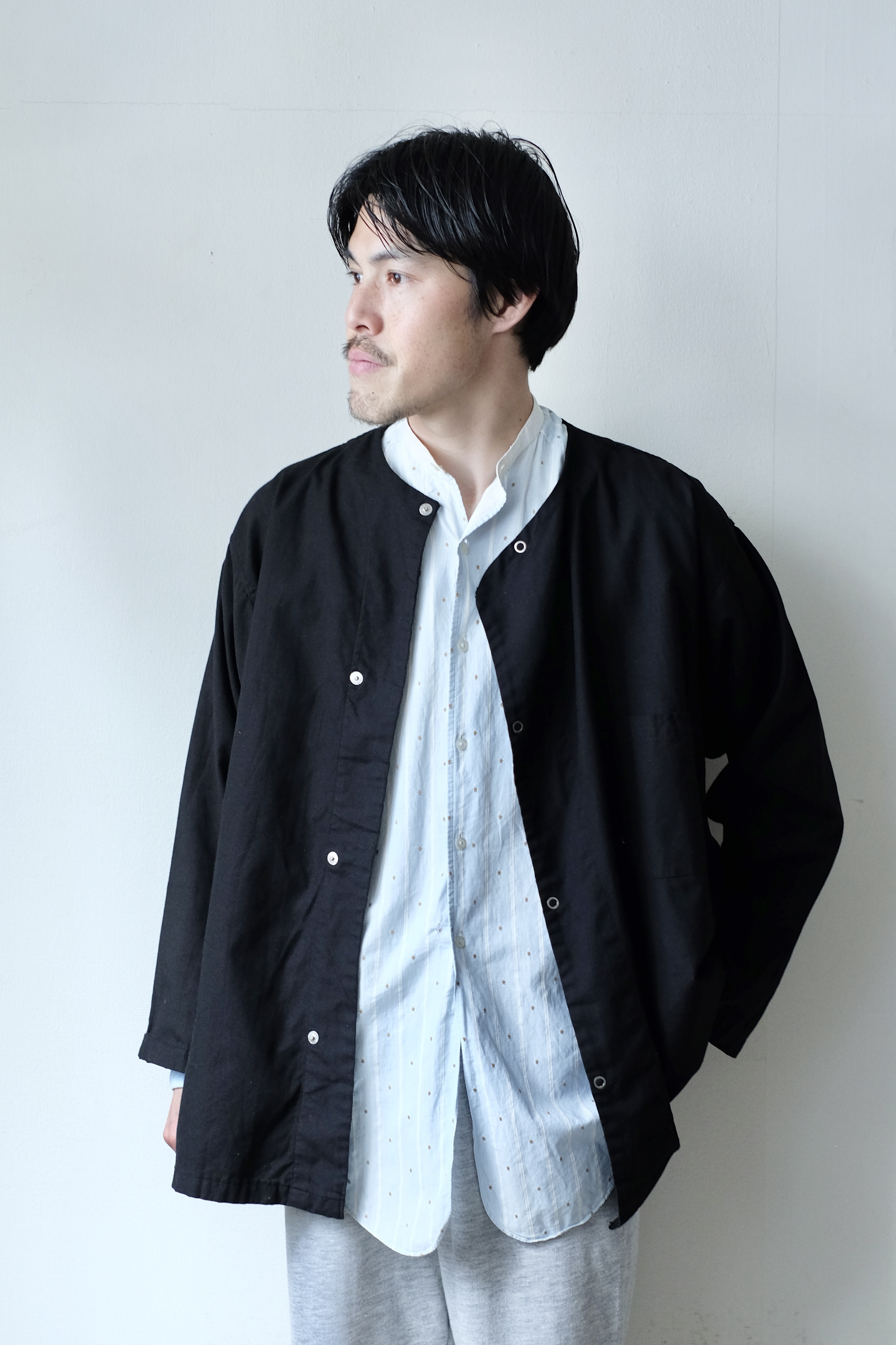 50s US army no collar pajama shirt “黒染め”