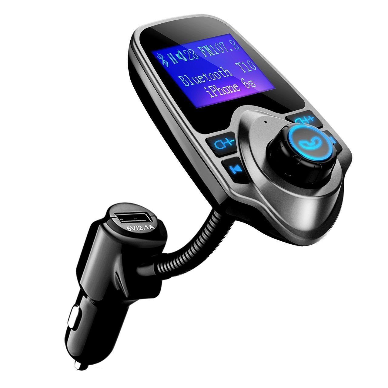 Patech Fmトランスミッター ワイヤレス発信機 Bluetoothレシーバー 高音質 Tfカード Usbメモリーカード対応 Usbポート ディスプレイ表示 スマホ充電可能 スマホ ラップトップ タブレット Mp3 Mp4プレイヤー全てのbluetooth対応 日本語説明書付き 一年メーカー保証