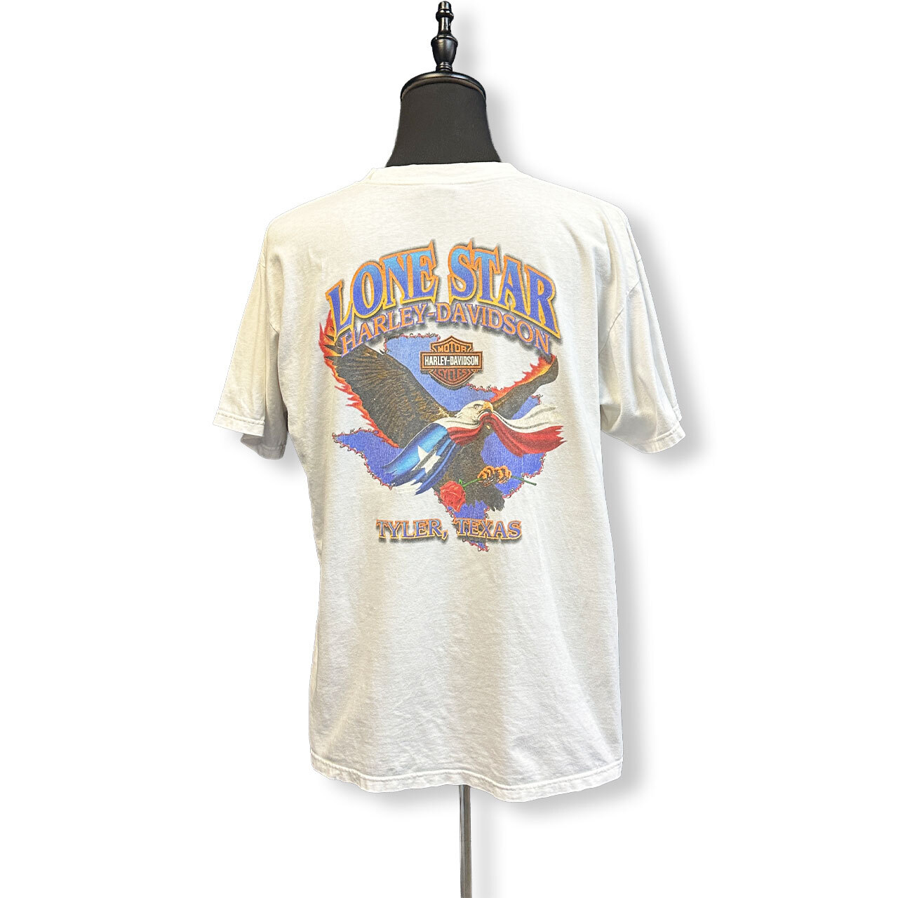 【HARLEY DAVIDSON】ハーレーダビッドソン “TYLER TEXAS” イーグルバックプリント 2002コピーライト Vintage Tシャツ XL