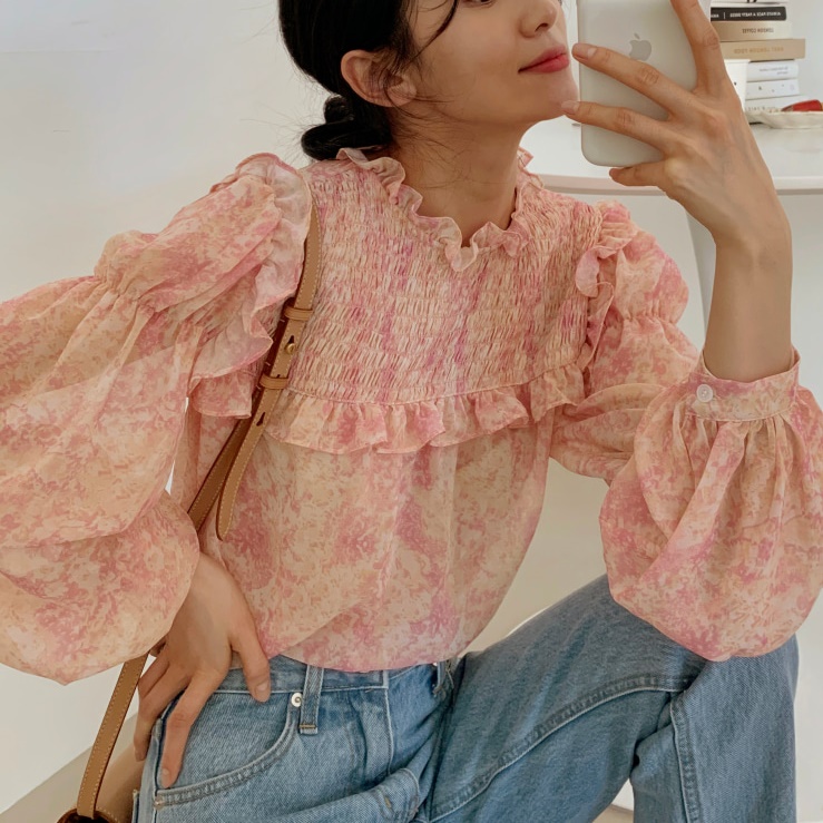 パフスリーブシフォンブラウス キャミソールインナー付き To Bloom パフスリーブシフォンブラウス キャミソールインナー付き To Bloom