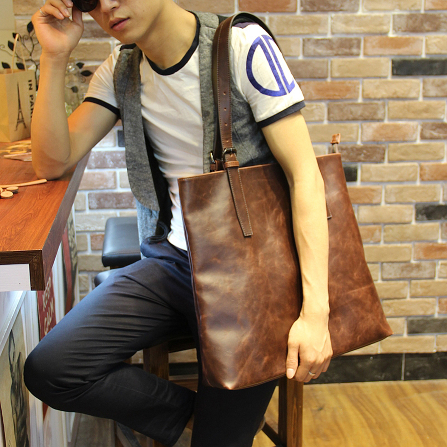 トートバッグ レザー 革 メンズ 肩がけ キャンバス トート 大容量 軽bag 2 Tokyo Basic トウキョウべーシック