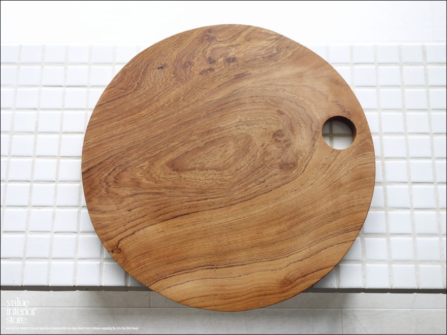 チークカッティングボード丸L30cm まな板 天然木 銘木 ナチュラル 木製 シンプル 一枚板 調理用 総無垢材 | valuestore