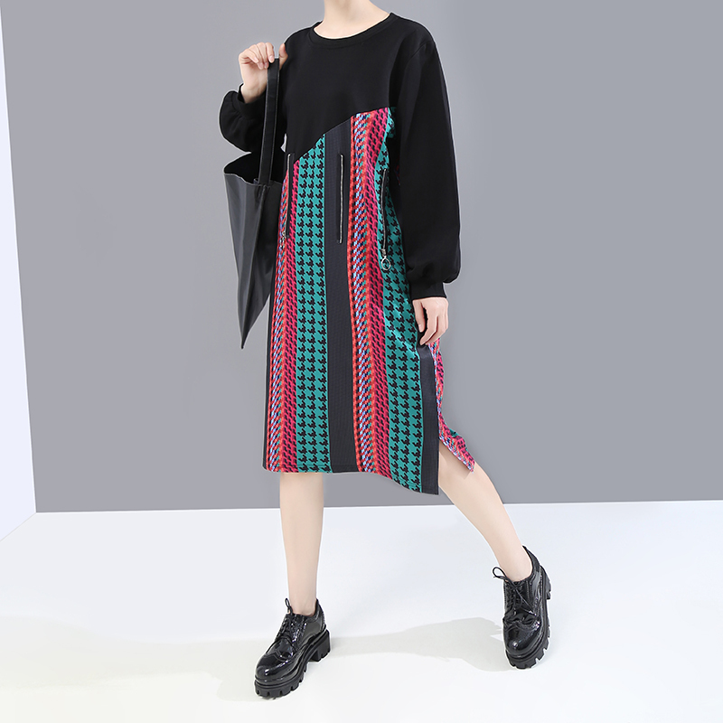 ワンピース 春 秋 膝丈 ワンピース 長袖 セーター 黒 青 ワンサイズ 海外子供服専門通販サイト リーファ