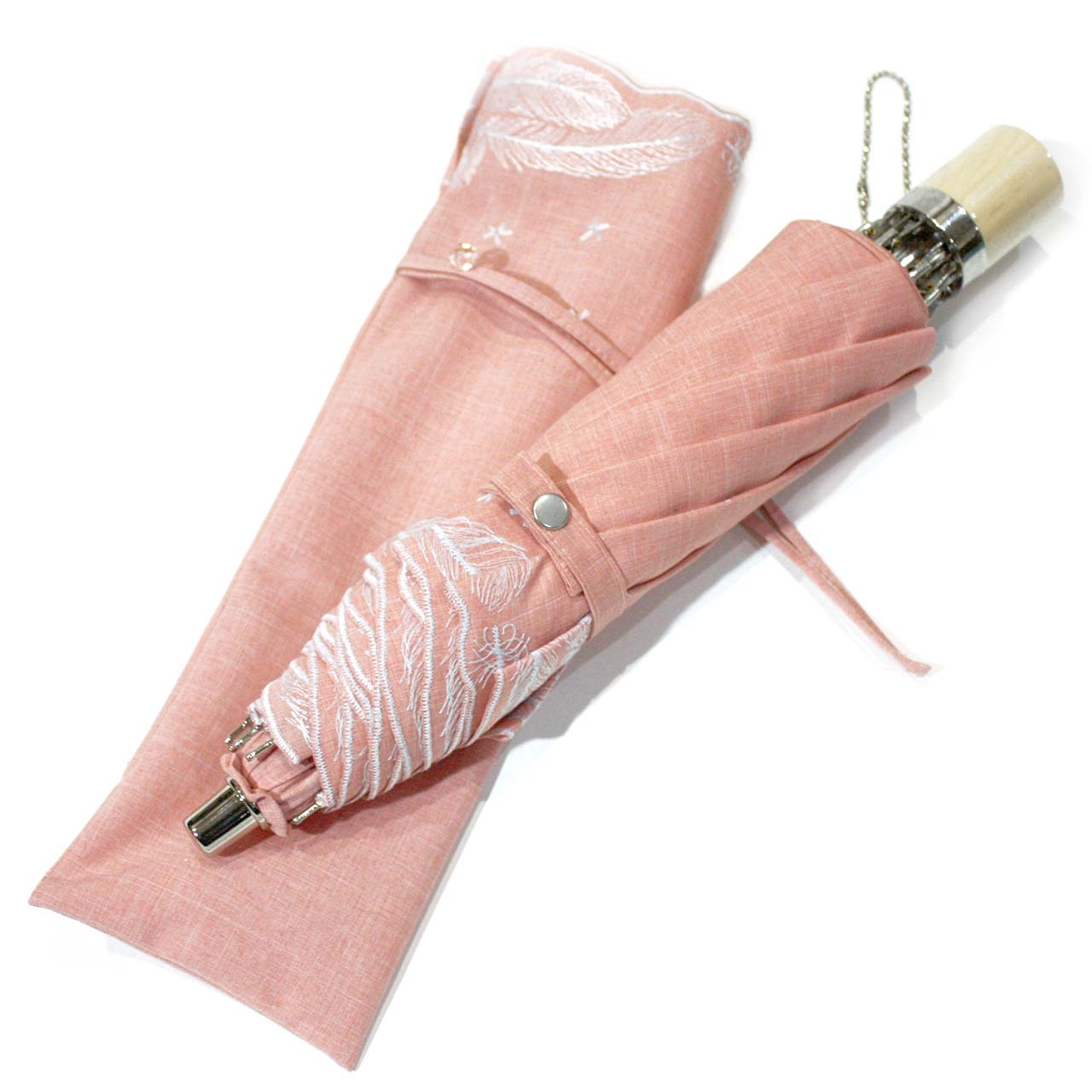晴雨兼用雨傘　hane  pink × ice white　折りたたみ　47㎝8間