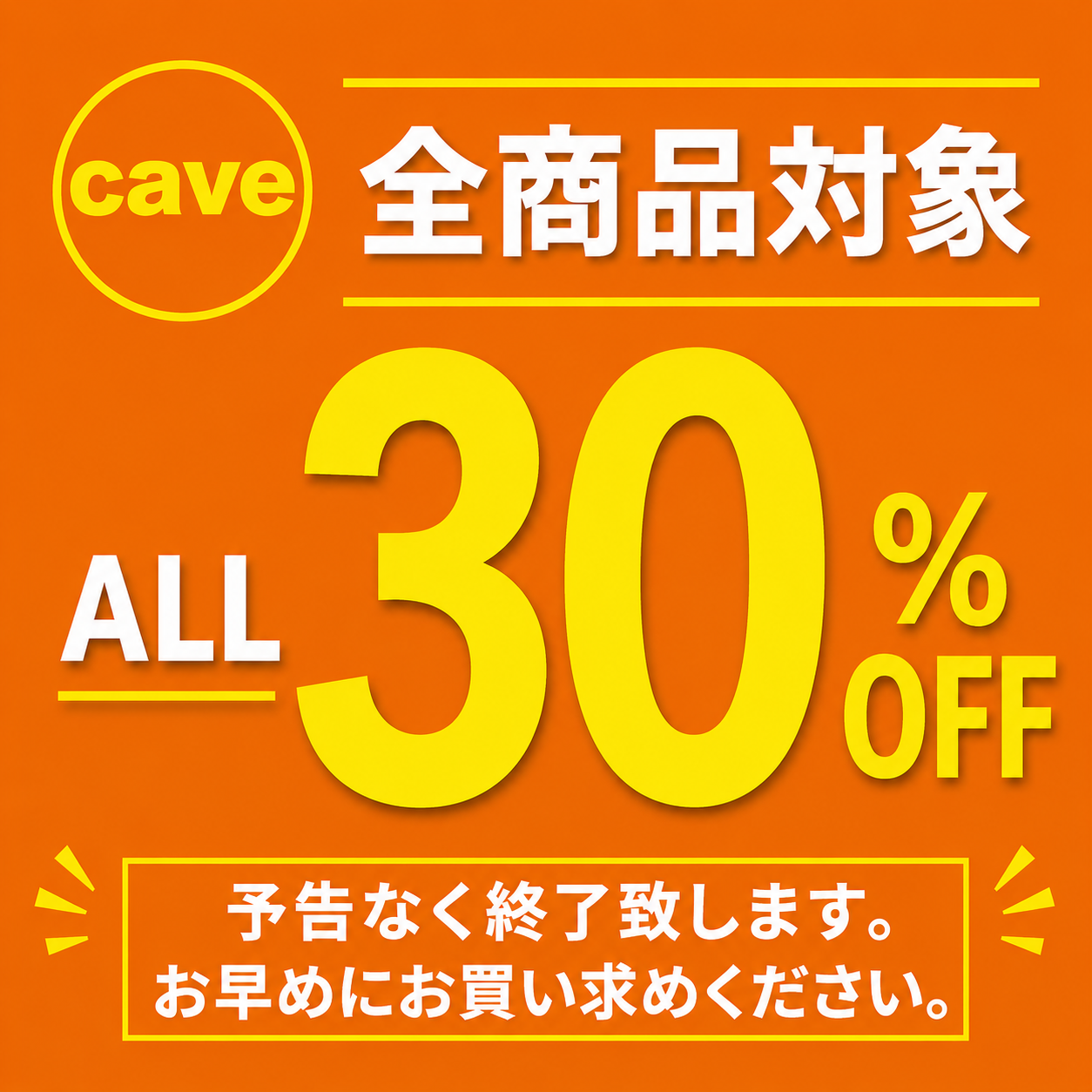 真夏のゲリラSALE!! ALL 30%OFF!!