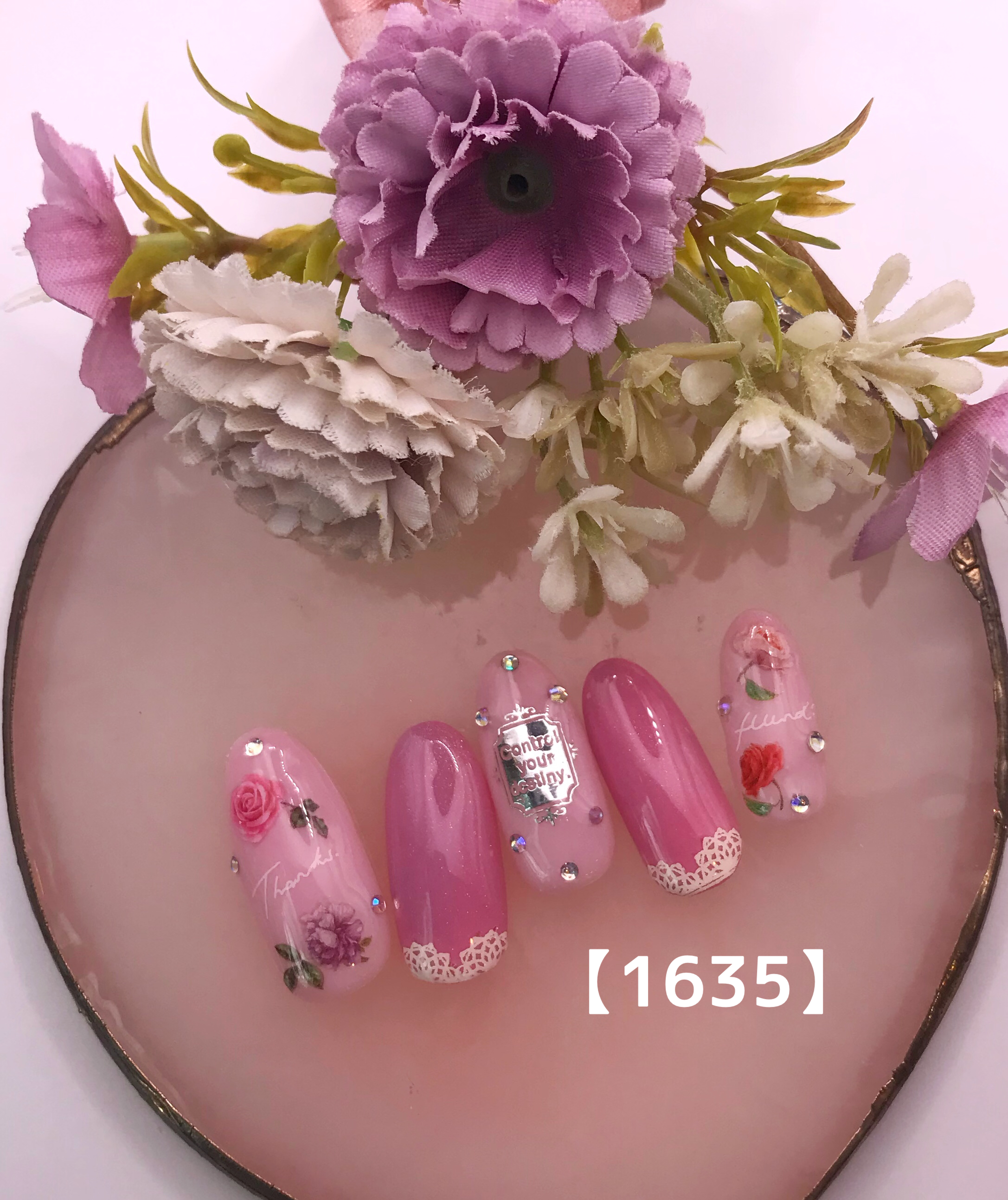ピンクフラワーネイル