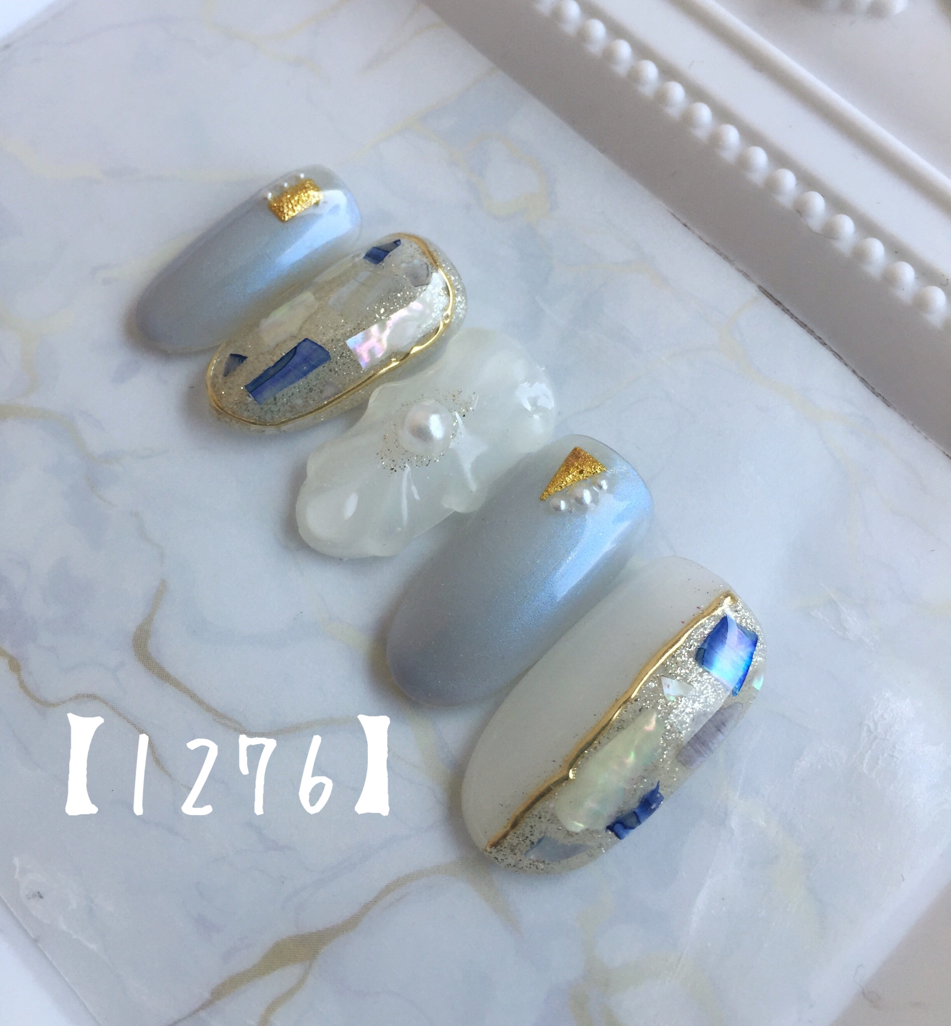 シェル埋め込みネイル