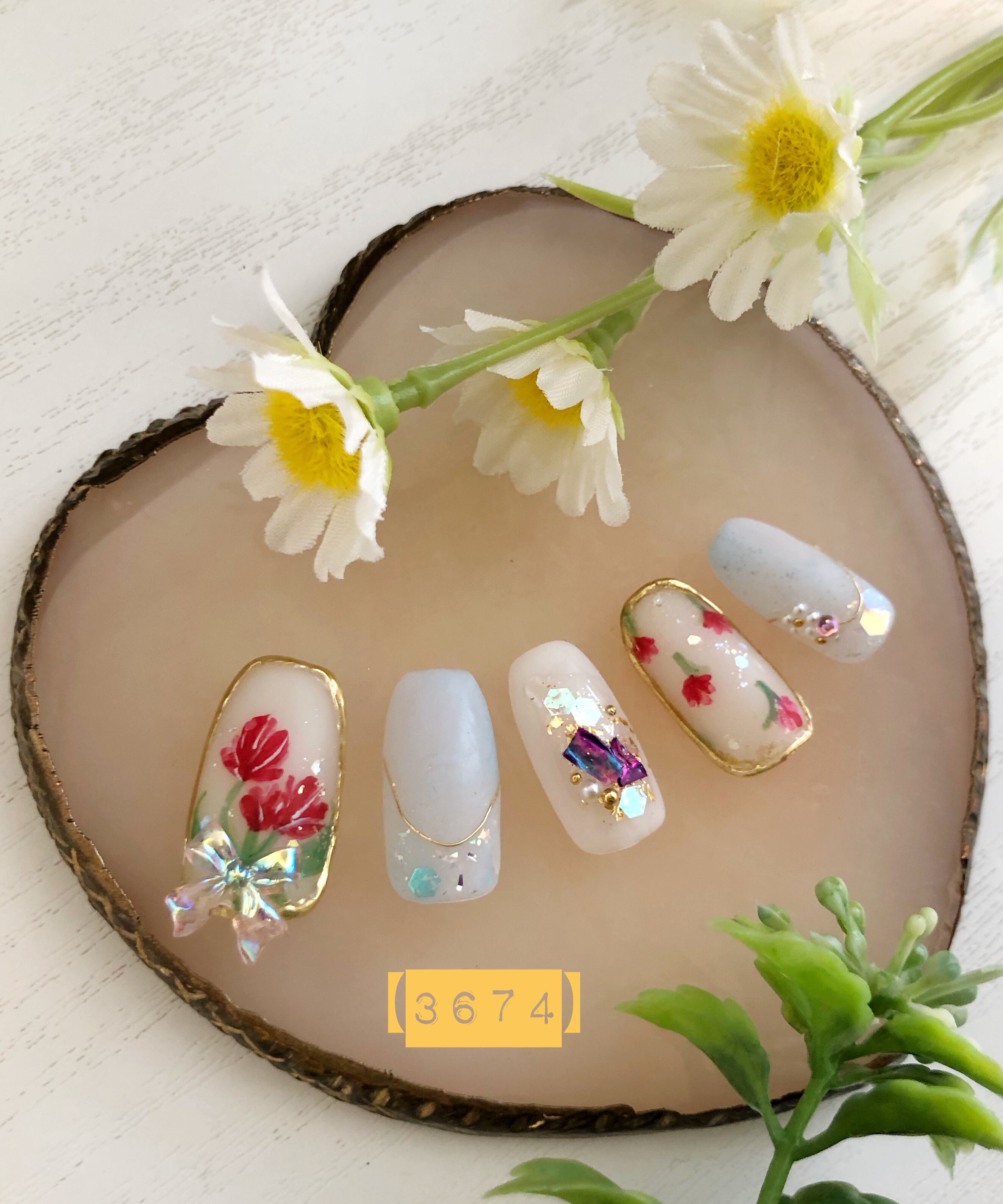 春の水彩チューリップネイル 🌷