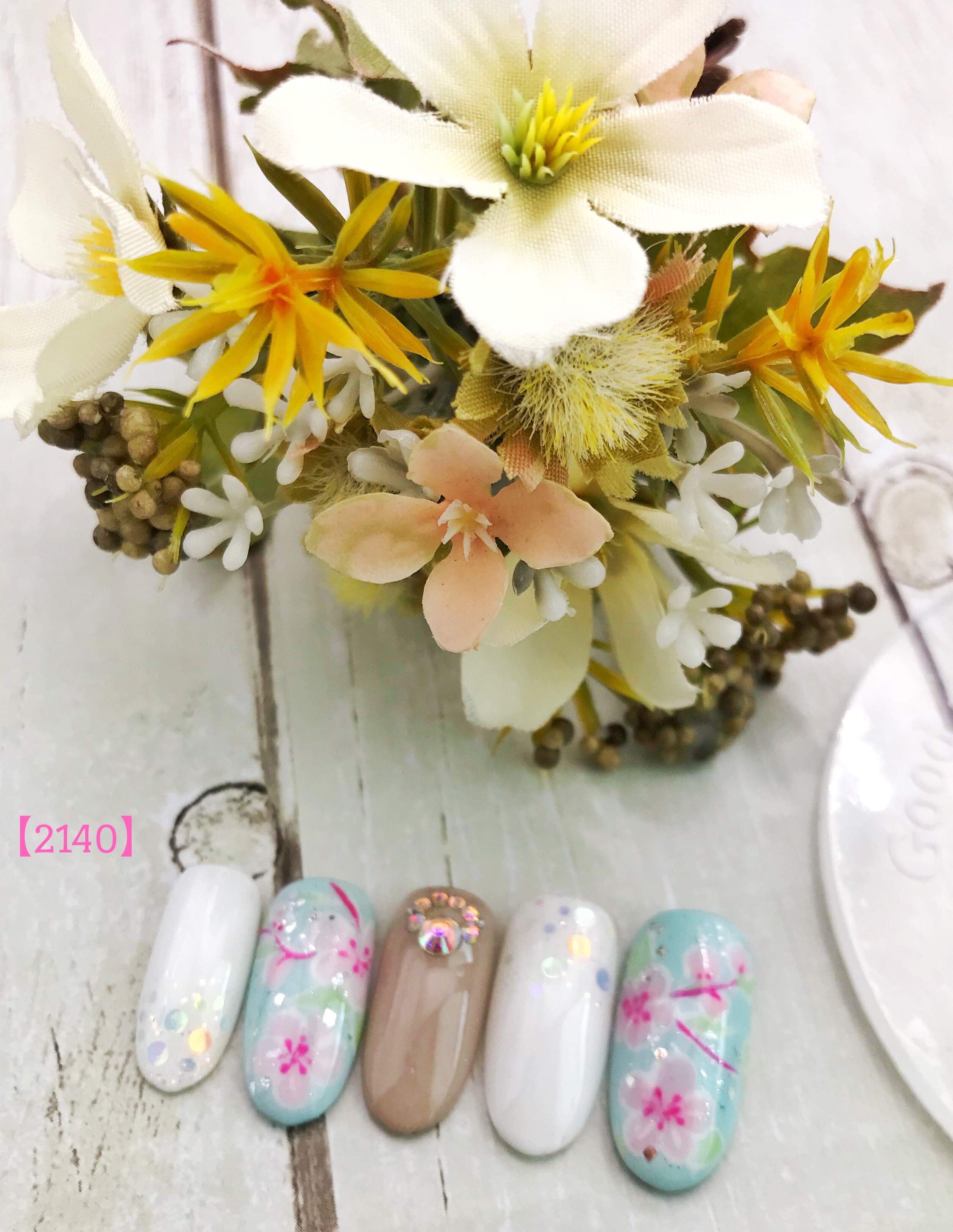 桃花ネイル。
