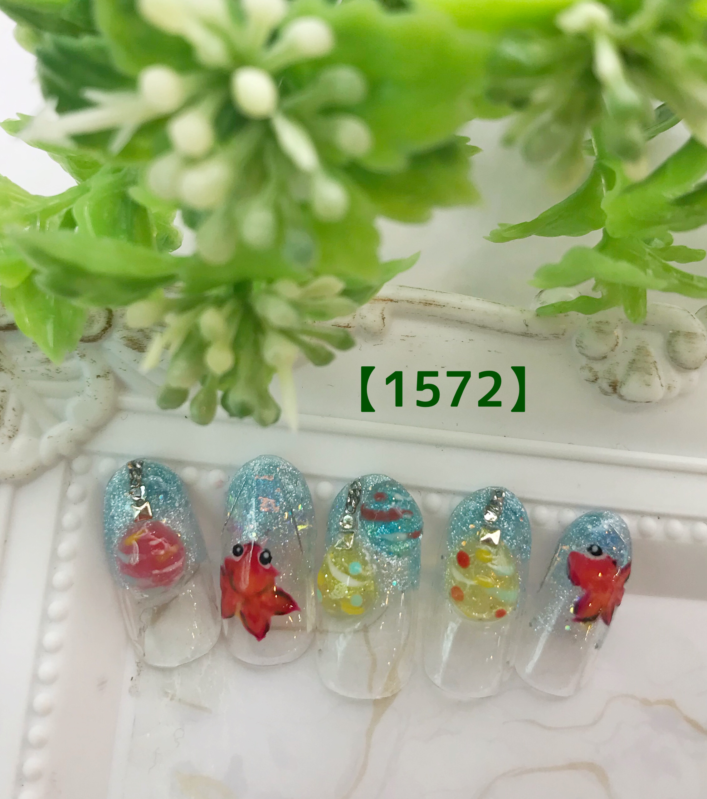 涼しげ夏祭りネイル