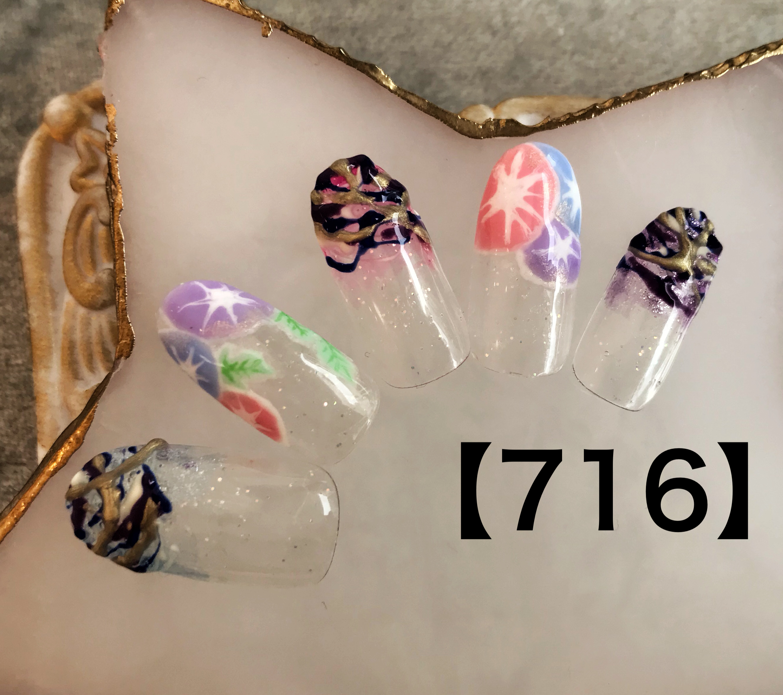 朝顔ヨーヨーネイル