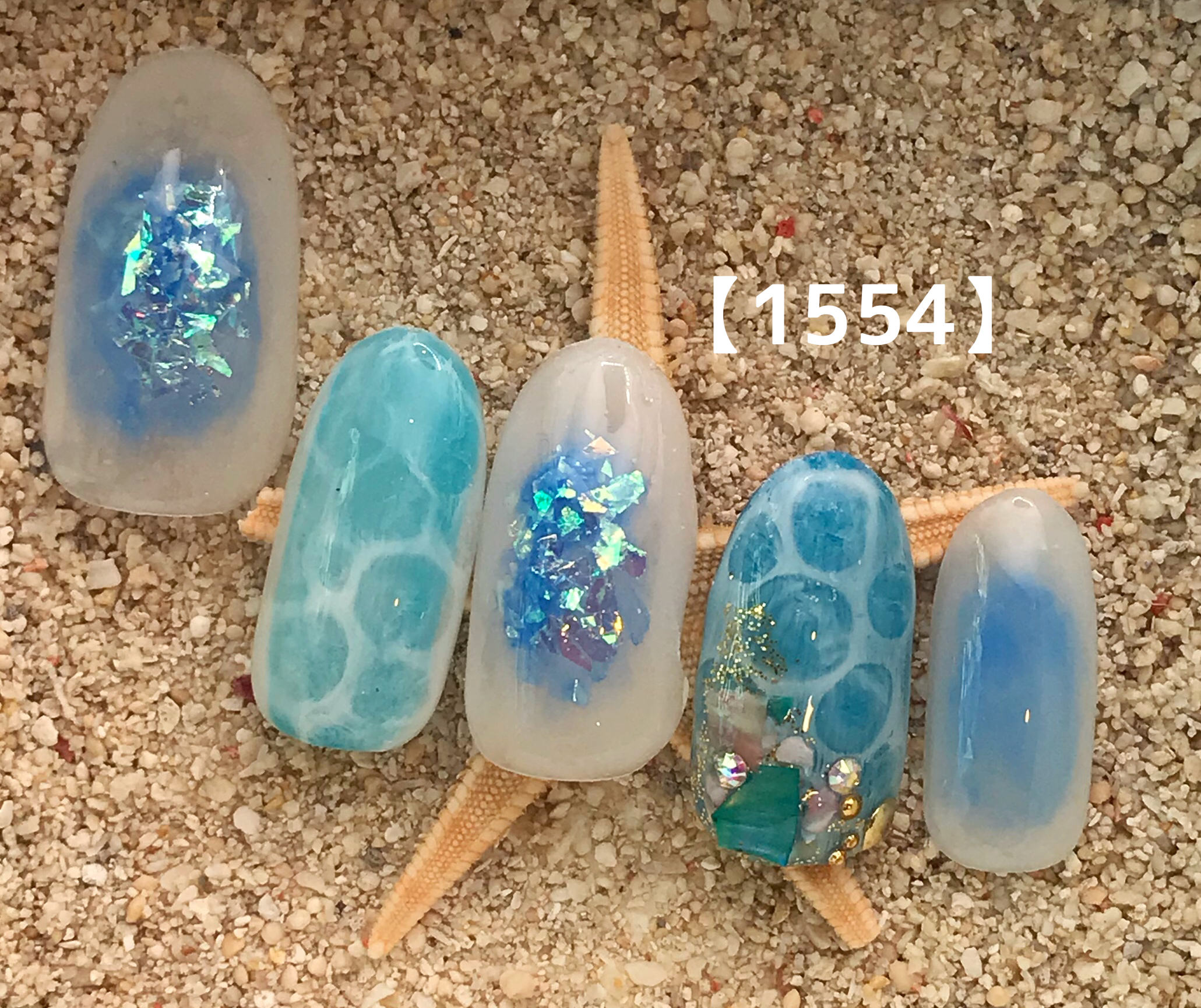 夏！海の波紋ネイル