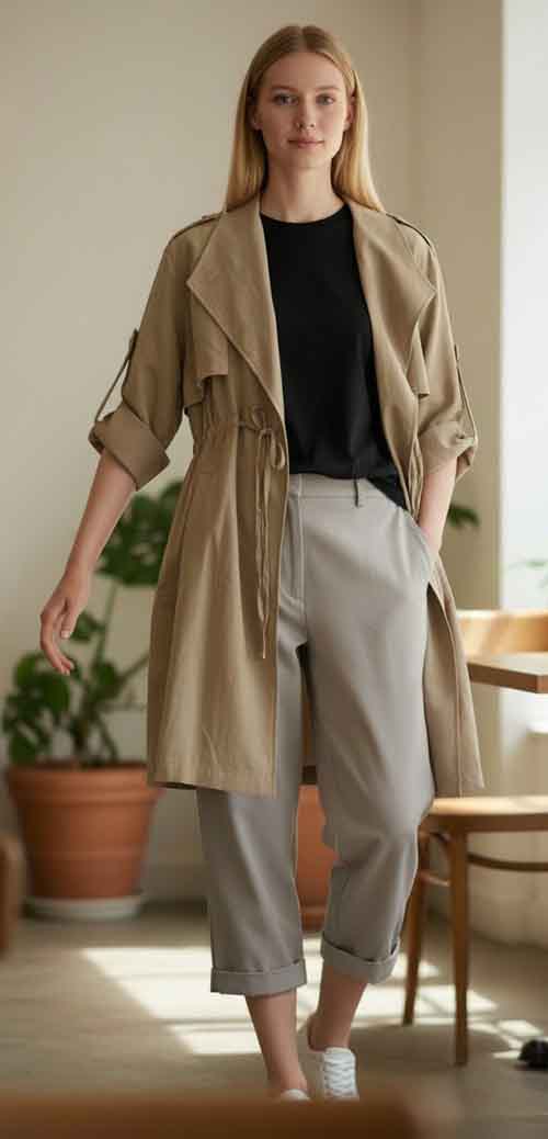 春を迎えるトレンチコート入荷　ロールアップスリーブの2wayです