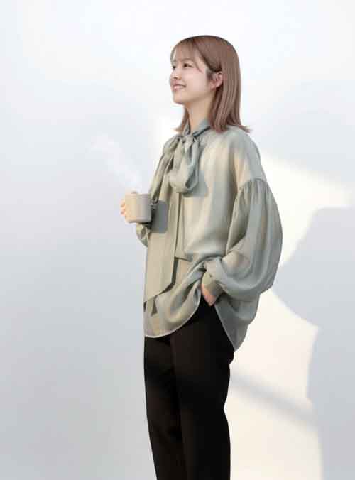 新着です！前後に着用できるボータイブラウスです