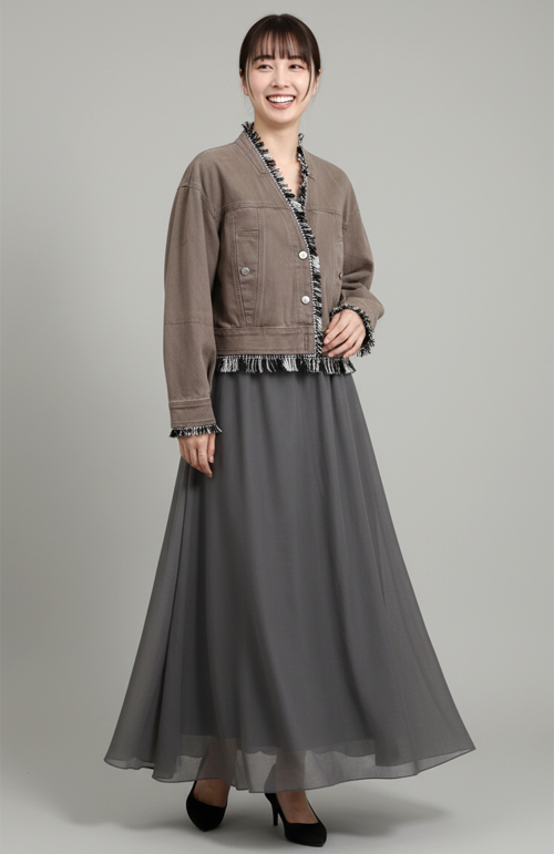 #Lallia mu　ツイードコンビのデニムジャケット早くも会員様お買上