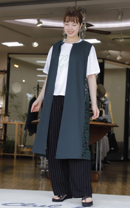 #好服美人　20250810　背中にレースのロングベスト3カラー入荷