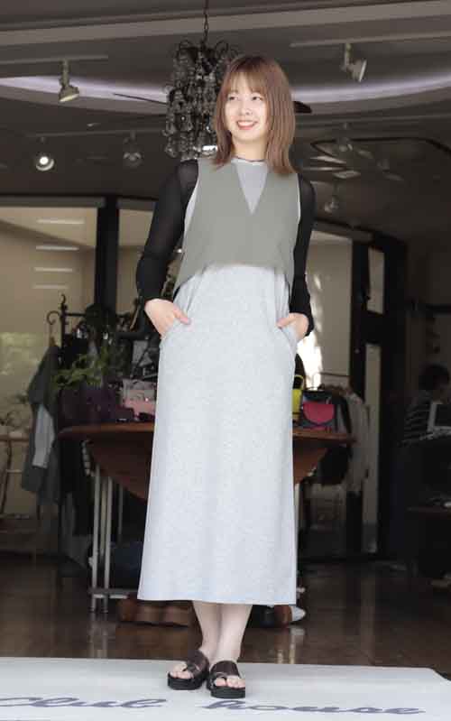 #RISLEY　ベストレイヤードデザインのカットソーワンピース