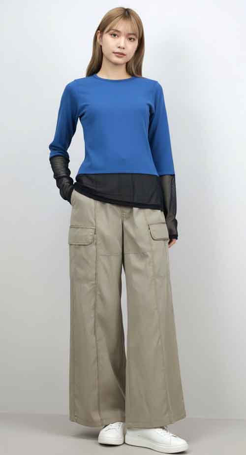 優しい肌触りのコットンガーゼにチュールコンビのTee 5カラー入荷