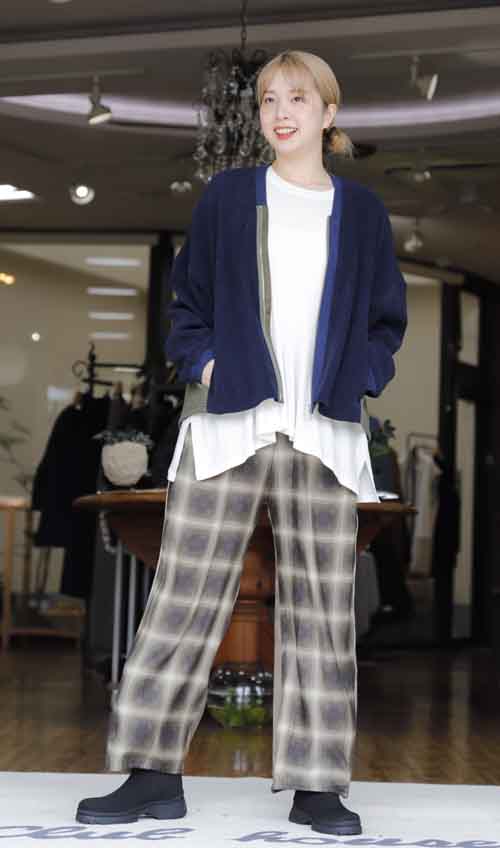 20251008　バイカラーの起毛リブカーディガン　#WYTE　2カラー