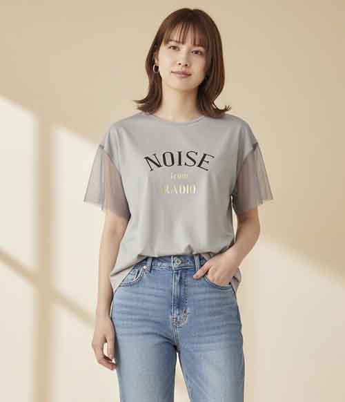 50%OFFです!チュール袖のTee