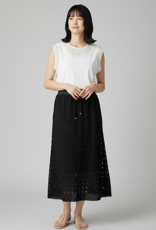 #Lallia Mu　シフォンコンビタンクトップとニットスカートの入荷です