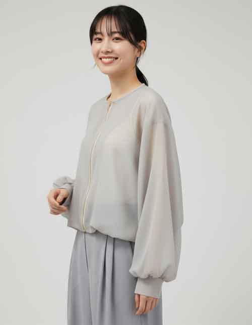 ふっくら袖のシアーブルゾン　30%OFF