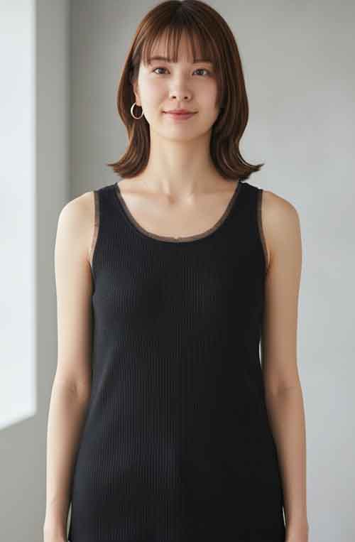 チュールコンビのタンクトップです！ジャケットのインやシアープルオーバーのインに大活躍です