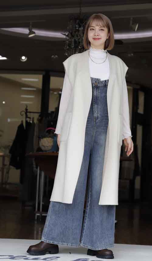 #RISLEY　ウール100%のリバーシブルロングベスト　2カラーX