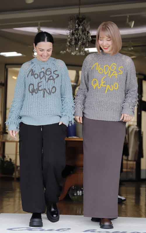 ししゅうロゴの透かし編みニット。#RISLEY