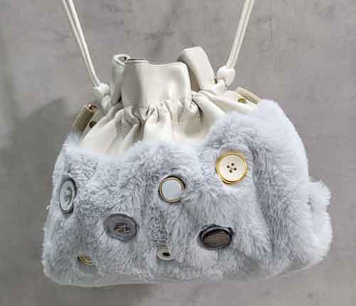 #RomiRoco 手作りバッグたち ふわふわファーコンビの2wayバッグ