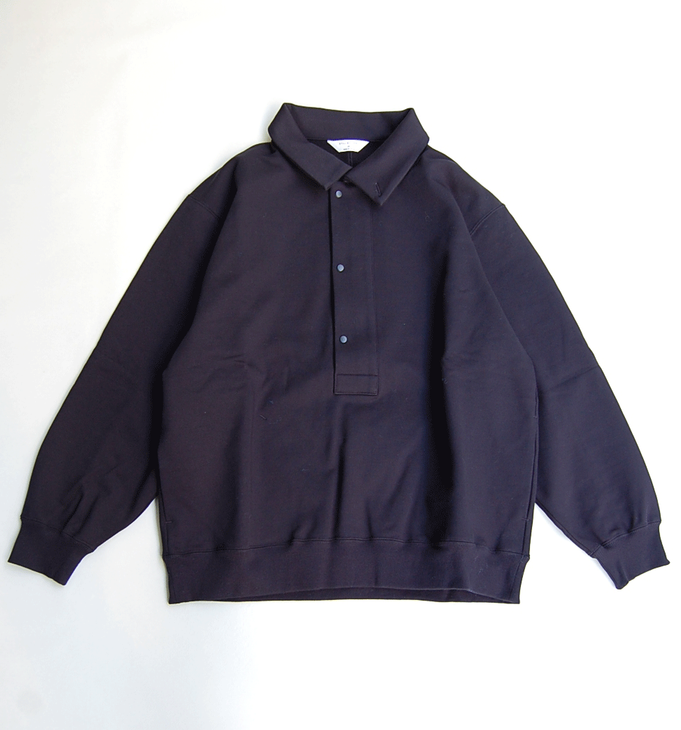 STILL BY HAND  CS01244コットン襟付きプルオーバースウェット DARK NAVY