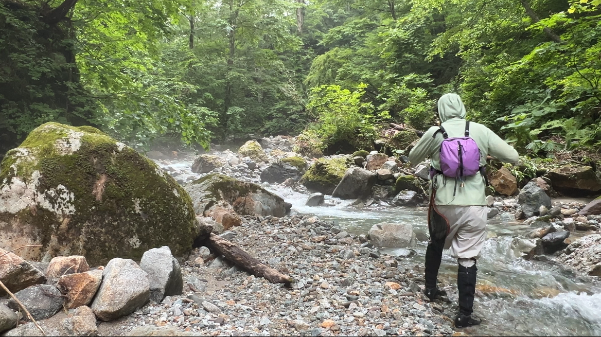 川霧の朝、雨後の渓を釣り上がる | Rigging Vest