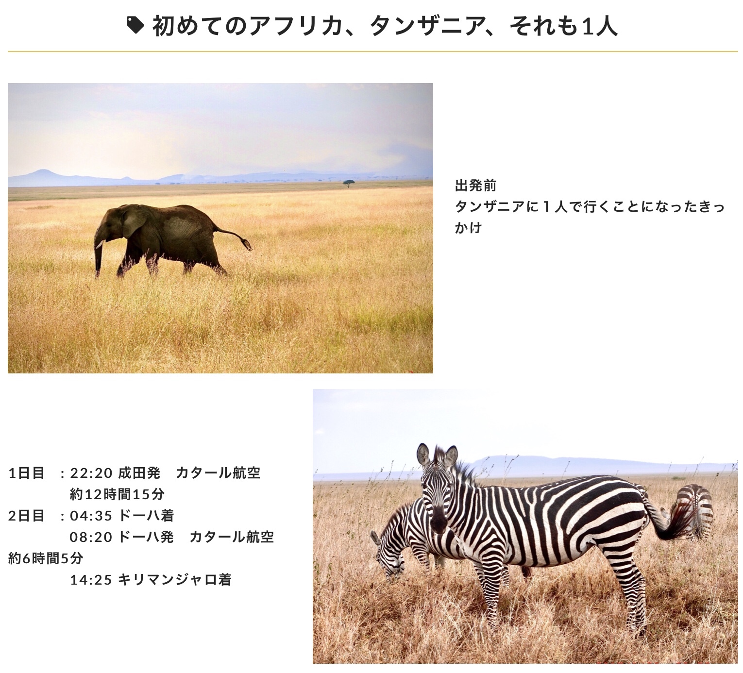 【旅行記】初めてのアフリカ、タンザニア、それも1人