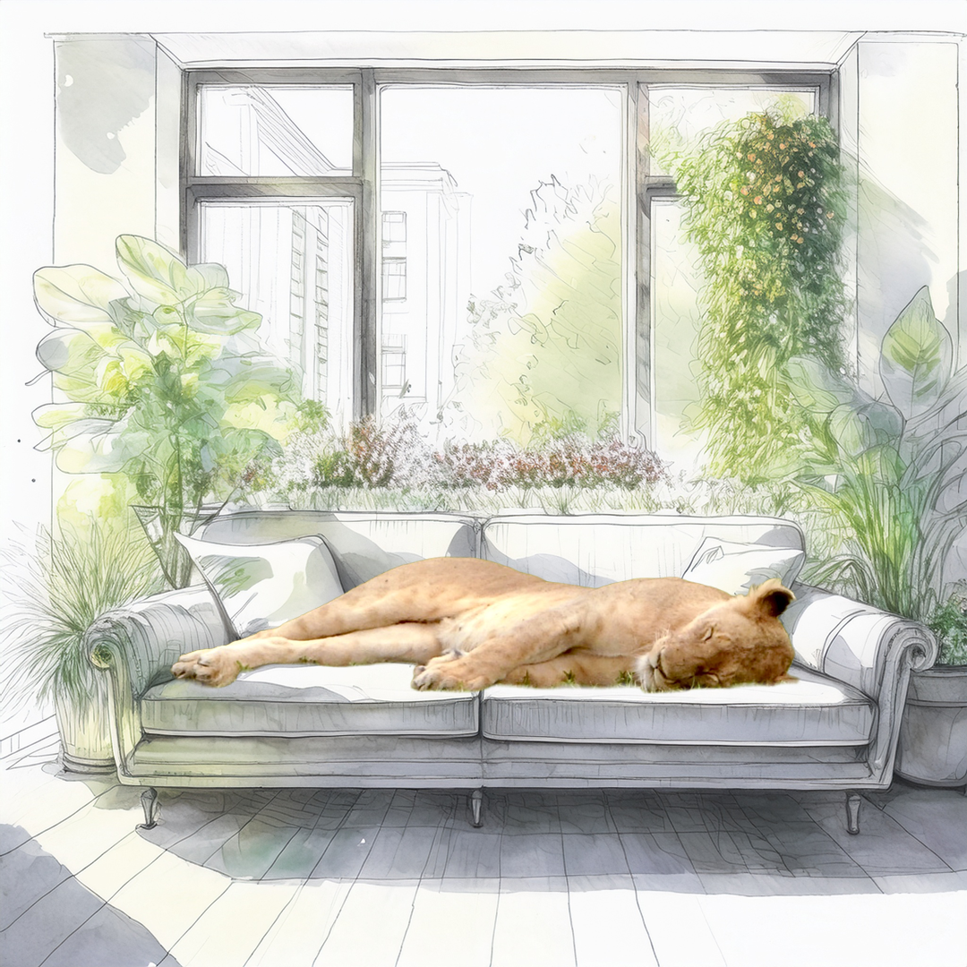 ソファの上で寝ているライオン in ンゴロンゴロ国立公園