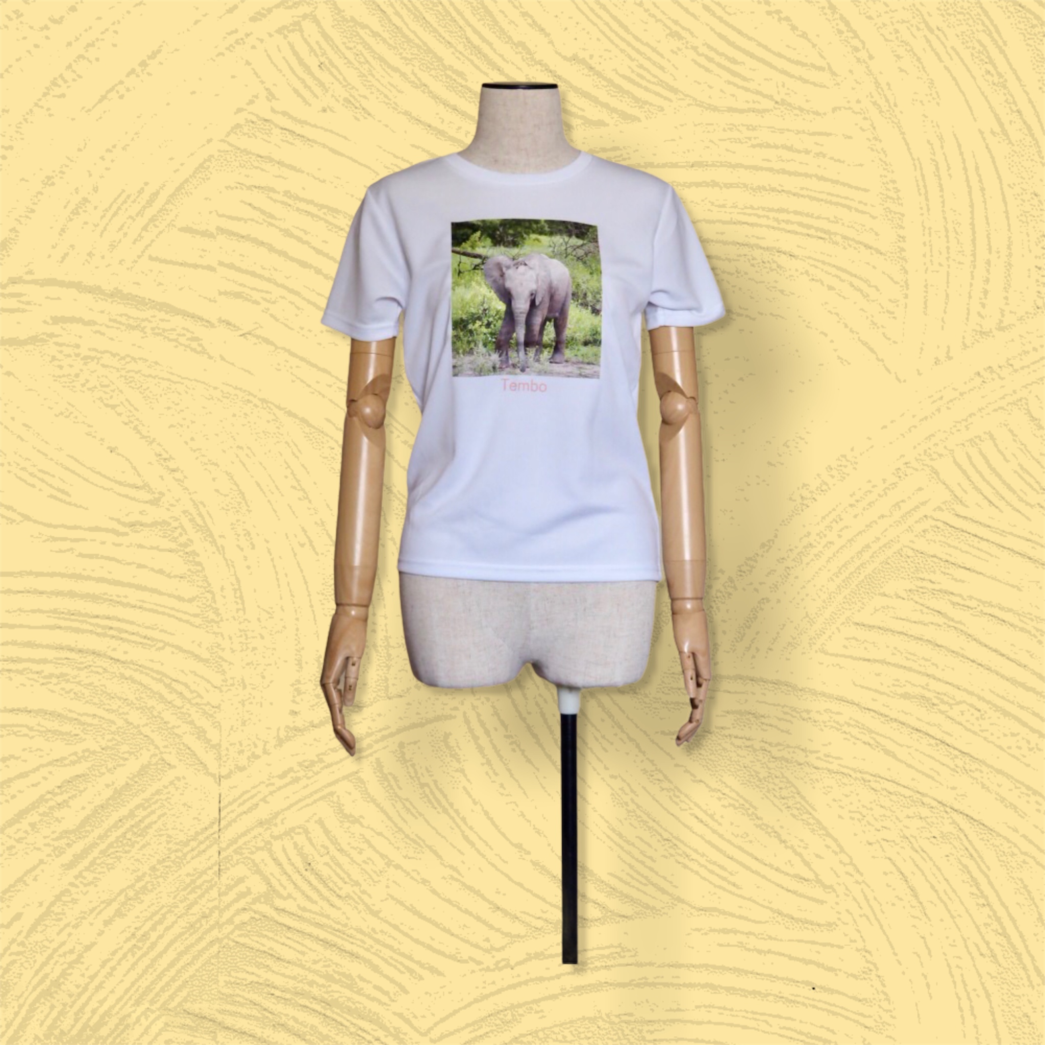 GLIMMER グリマー 4.4oz ドライTシャツ（レディース）ホワイト　 アフリカゾウ
