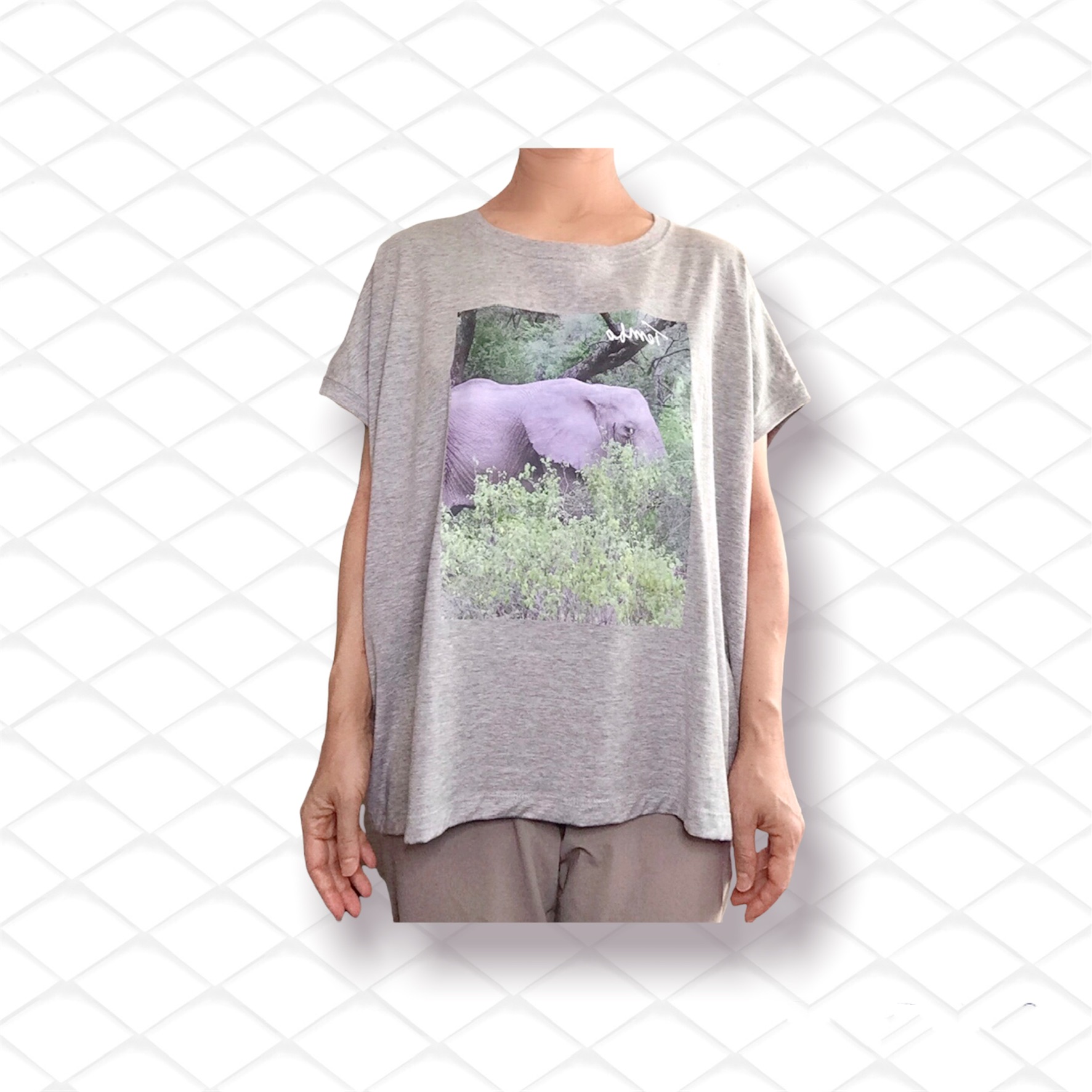 TRUSS 4.3oz スリーブレスワイドTシャツ（レディース）アフリカゾウ