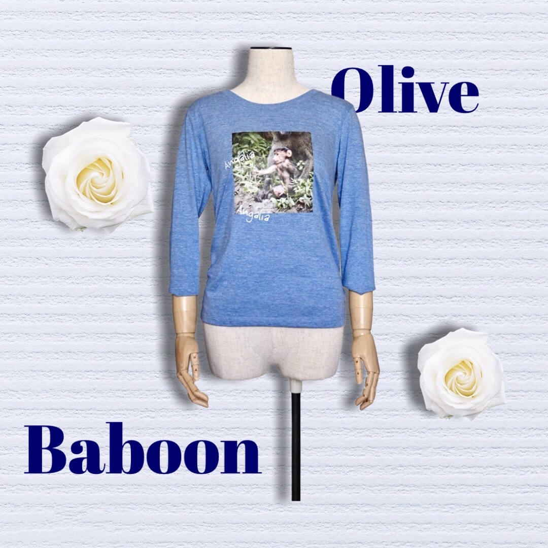 RUSS 4.4oz トライブレンド 七分袖Tシャツ（レディース）ヘザーブルー　Olive Babo