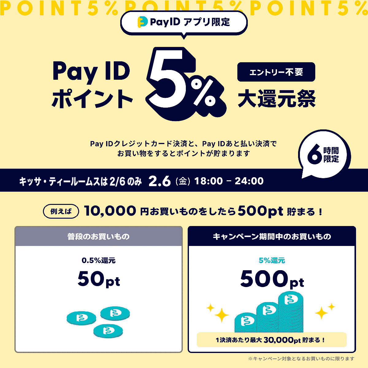2026年2月5日　2/6(金) Pay IDアプリ限定5%ポイント還元